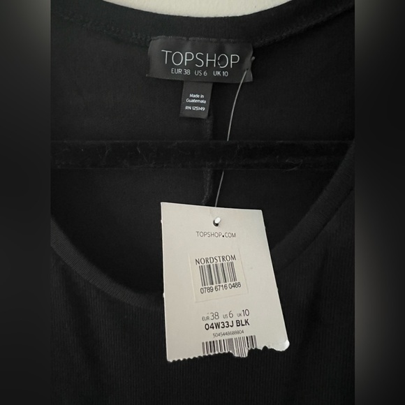 Topshop Black High Low Sheer Hem Tunic Blouse NWT Size US 6 UK 10 - Picture 3 of 5